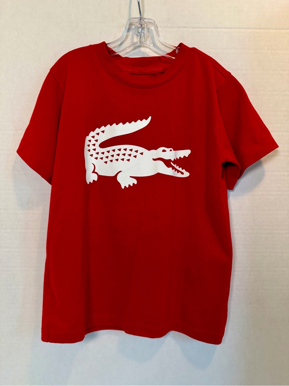 Lacoste Kids Red T-Shirt with White Crocodile Graphic